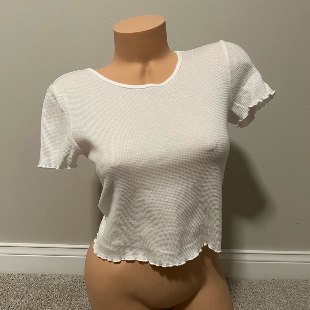 American Eagle Outfitters White Ribbed Crop Top